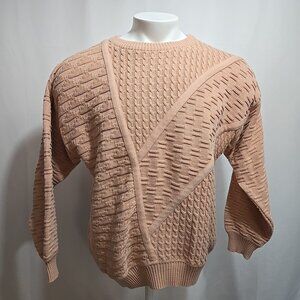 VTG St. Croix Knits Cable Knit Sweater Mens Size Medium Light Pink USA Made